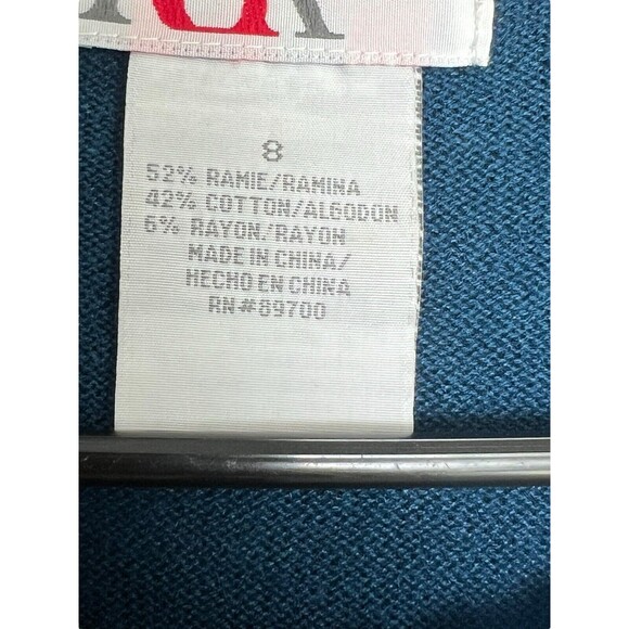 Vintage 90s Women’s R&K Short Sleeve Cardigan Sweater 8/M, Blue‎ W/ Flower - Picture 8 of 9